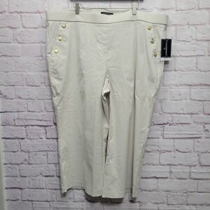 NEW Counterparts Stretch Cropped Capri Pants Womens Sz 24w Seersucker Pinstripe‎